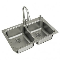 Moen 21538 Faucet & Sink Combination - 33" x 22" 18 Gauge Double Bowl  Stainless Steel - B01MCU2X2O
